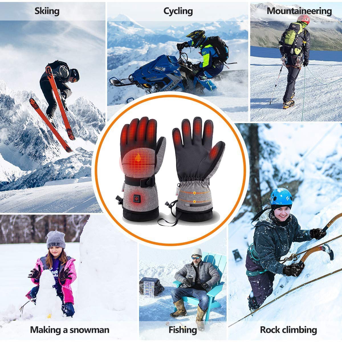 Guanti Riscaldati Elettrici Ricaricabile con Temperature Regolabili Antivento Impermeabile Moto Guanti Artrite Scaldamani Ideale per Moto,Caccia,Christmas