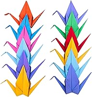 LotusMann Handmade Rainbow Origami Paper Crane Garland - 100pcs 15cm Folded Birds for Wedding Party Baby Shower Bunting