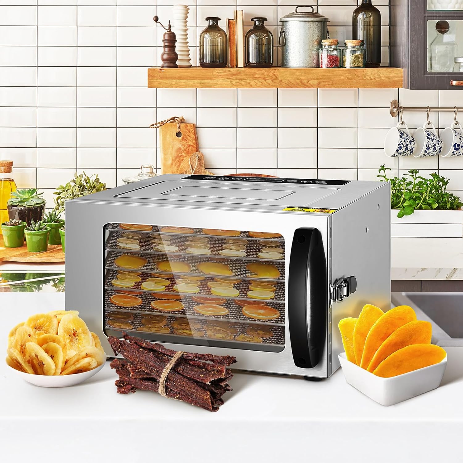 Electric Food Dehydrator Machine Stainless Steel Dryer for Jerky Beef Fruits and Vegetables with Quiet Operation Large Capacity and Precise Temperature Control for Home Use