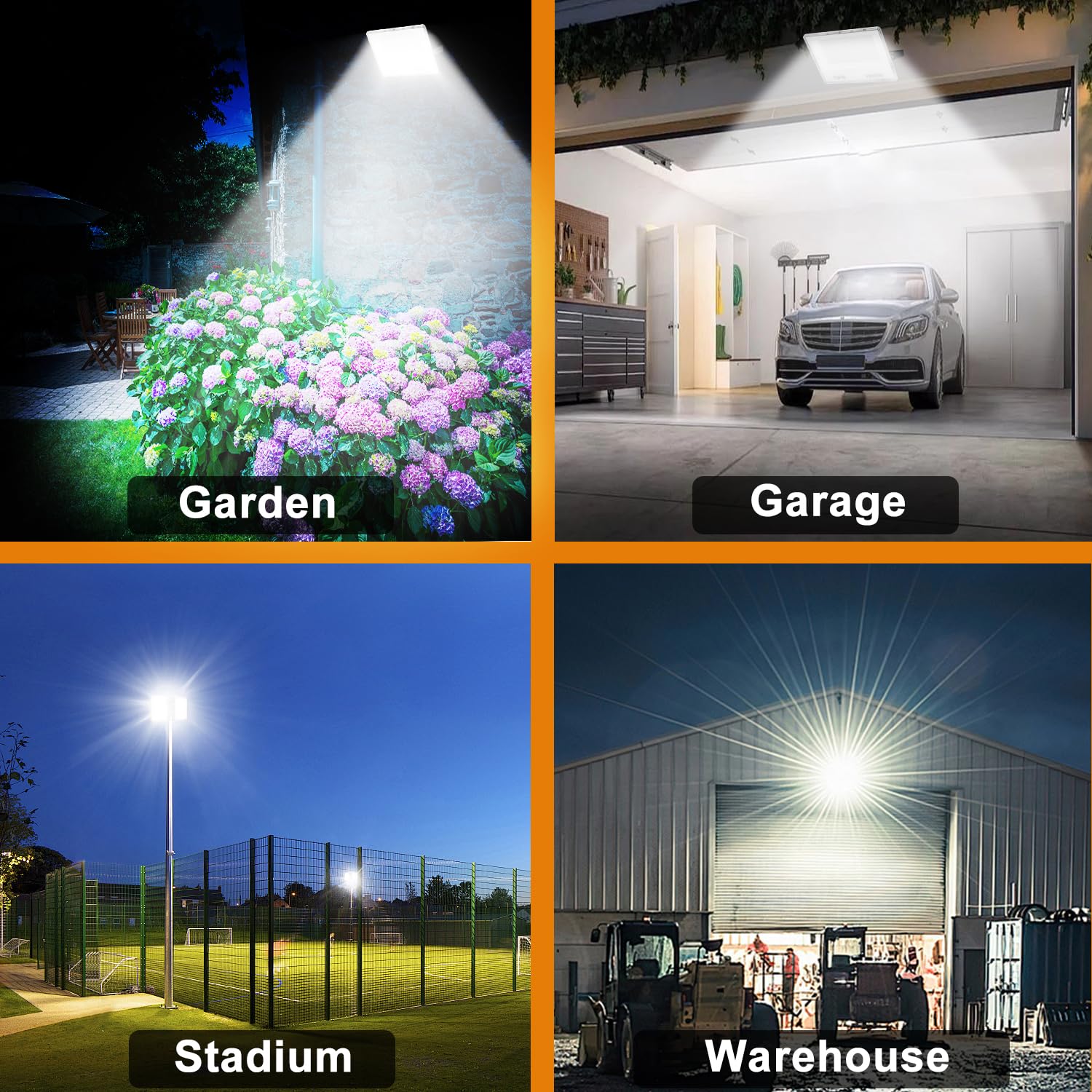 Focos Led Exterior, 200W 20000LM Focos LED Floodlight 6500K Blanco Frío, IP67 Impermeable Proyector LED Exterior, Luces Led Exterior para Jardín, Garaje, Terraza, Patio,Trasero, 2PC