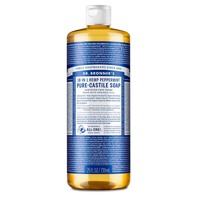 Sabonete líquido de Castela com óleo de cânhamo e hortelã-pimenta Dr. Bronner's, 739 mL