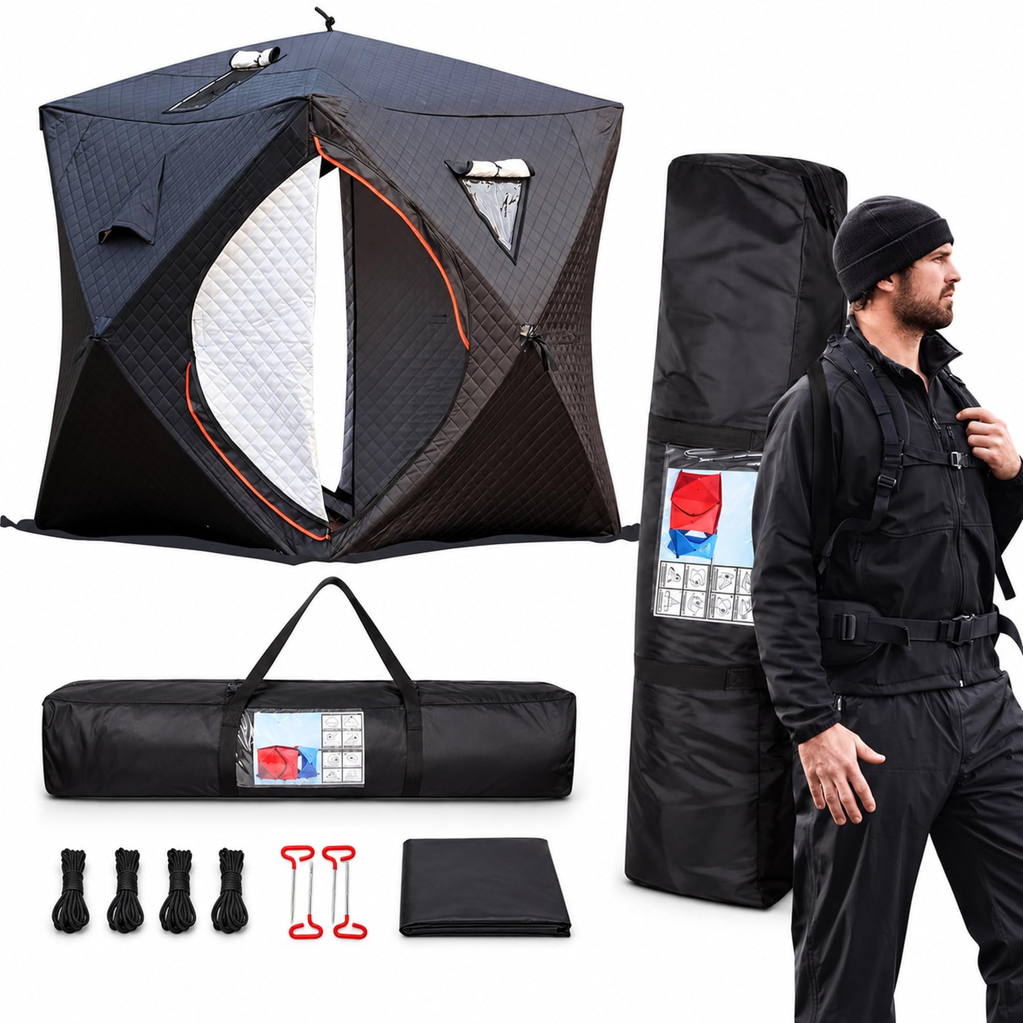 Tenda da Pesca con Foro per Stufa, Tenda Sauna Isolata 4–5 Person