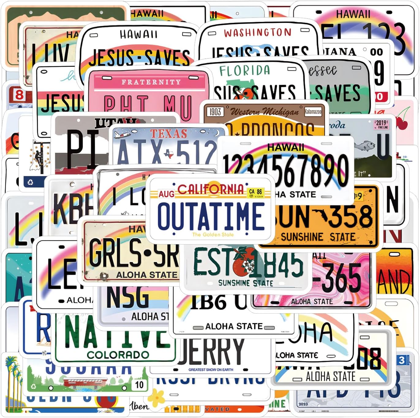 Amazon.com: 55Pcs License Plate Stickers Pack, Cartoon Graffiti Vinyl ...