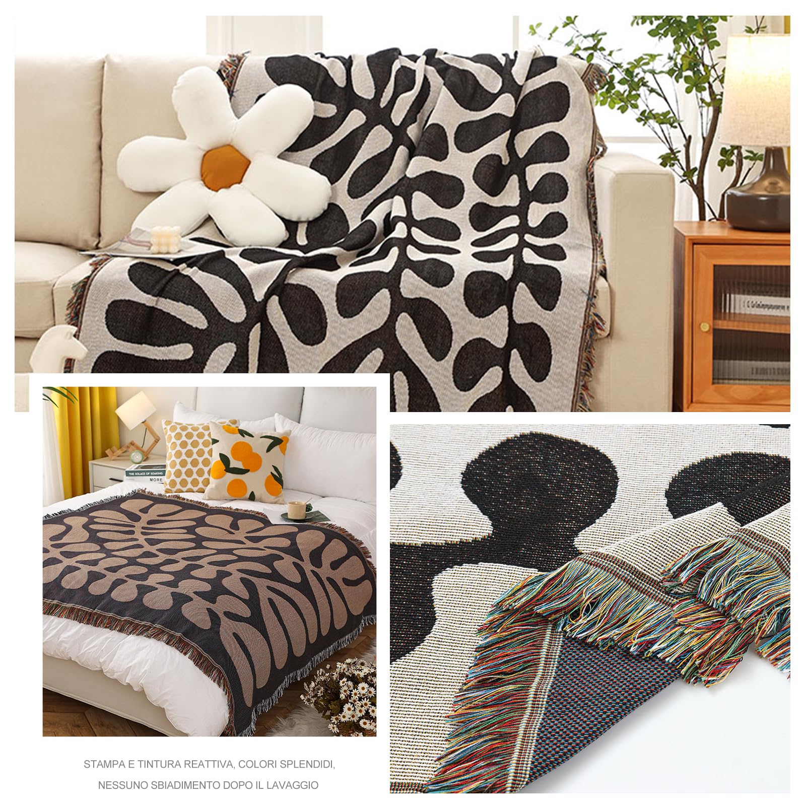 Plaid Coperta Autunno per Sedia Divano, Morbidi Tartan Coperte, Leggera Nappe Tr