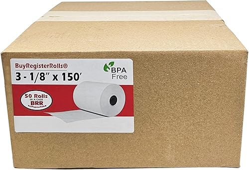 Miniatura 3 de (50 rollos) 3 1/8 x 150 rollos de papel térmico para recibos se adapta a todas las impresoras Clover 55 GSM POS caja registradora SCP700 TSP100