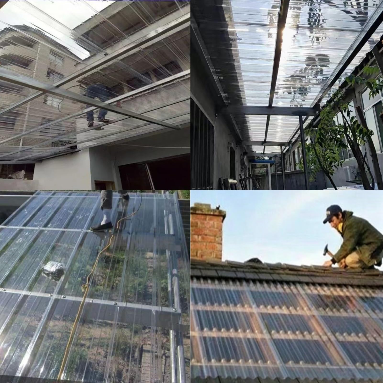 Lámina Techo Policarbonato Transparente Aislado Impermeable Paneles Invernadero Cubierta para Agricultura Solario Multiuso Exterior 1PCS(0.9x1.6m (35x63in))