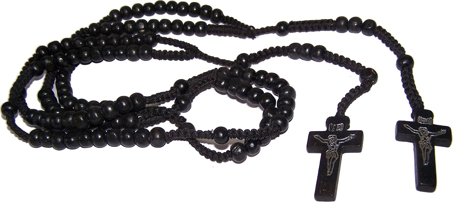 Colored Wooden Beads Rosary Necklaces 
