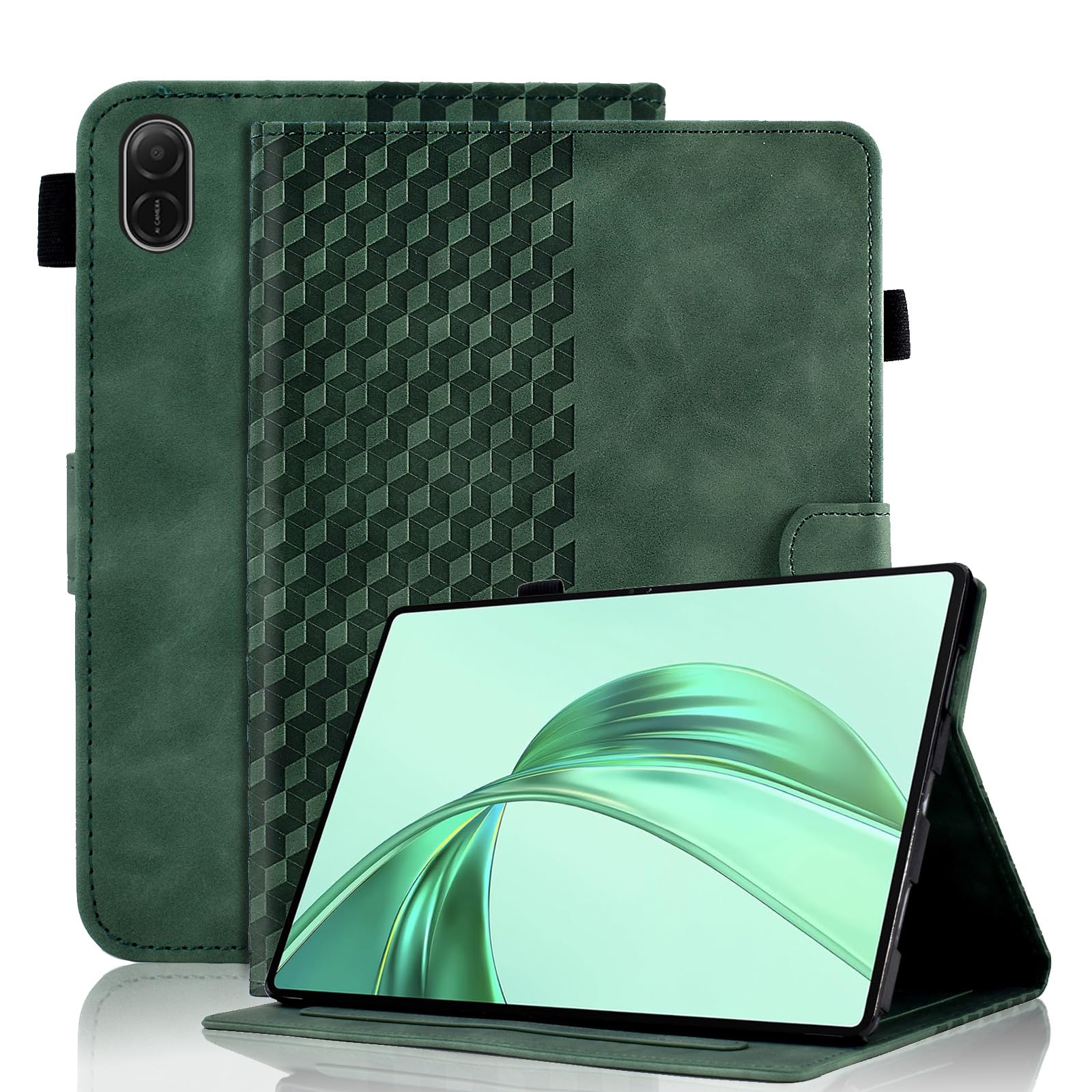 Case for Honor Pad X8a 11 Inch Tablet 2024 Protective Case Premium Leather Folio Smart Case with Auto Sleep/Wake Pen Holder Card Slot for Honor Pad X8a- Dark Green