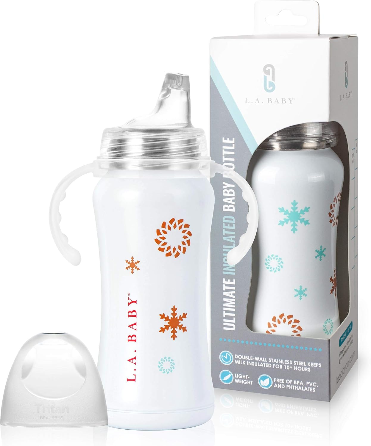 Ultimate Stainless Steel Sippy Cup | 9oz Insulated Sippy Cup for Toddlers - Insulates 10+ Hours | Leak-free, Non-toxic Medical Grade Silicone and Stainless Steel - White