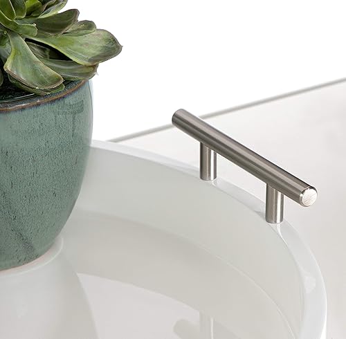 Miniatura 3 de Kate and Laurel Lipton - Bandeja redonda moderna, 15.5 pulgadas de diámetro, color blanco y plateado, bandeja decorativa para almacenamiento y