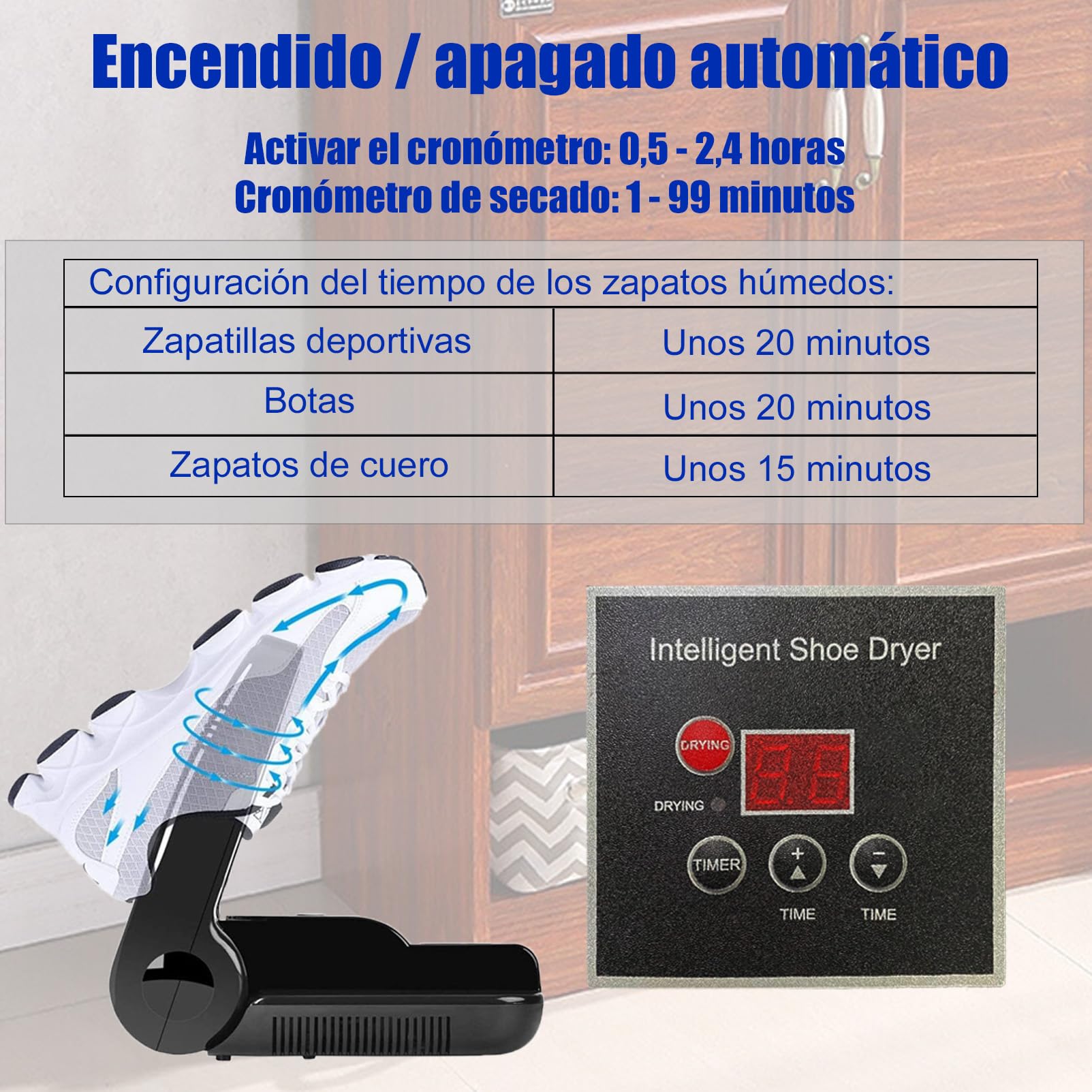 Secador de botas y zapatos, secador de guantes, estante ajustable portátil, temporizador, diseño plegable, secado rápido para zapatos, guantes, sombreros, calcetines Secador de botas y zapatos