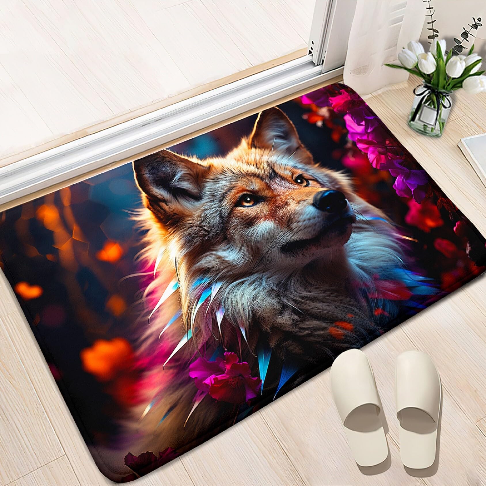 Wolf Rug - Wolf Rug for Living Room Animal Carpet for Boys Bedroom Cartoon Floor Mat Decor Doormats for Dining Room, 2x3 Feet