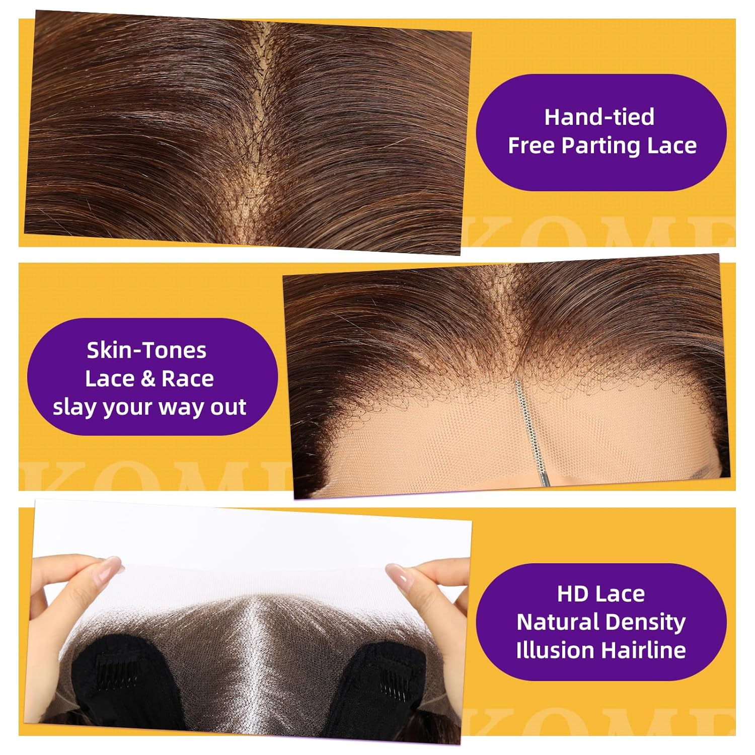 Brown Synthetic Lace Front Wig, 13X6 Long Straight Layered Glueless Wigs for Women Daily Use 22IN(#TT4/6327)