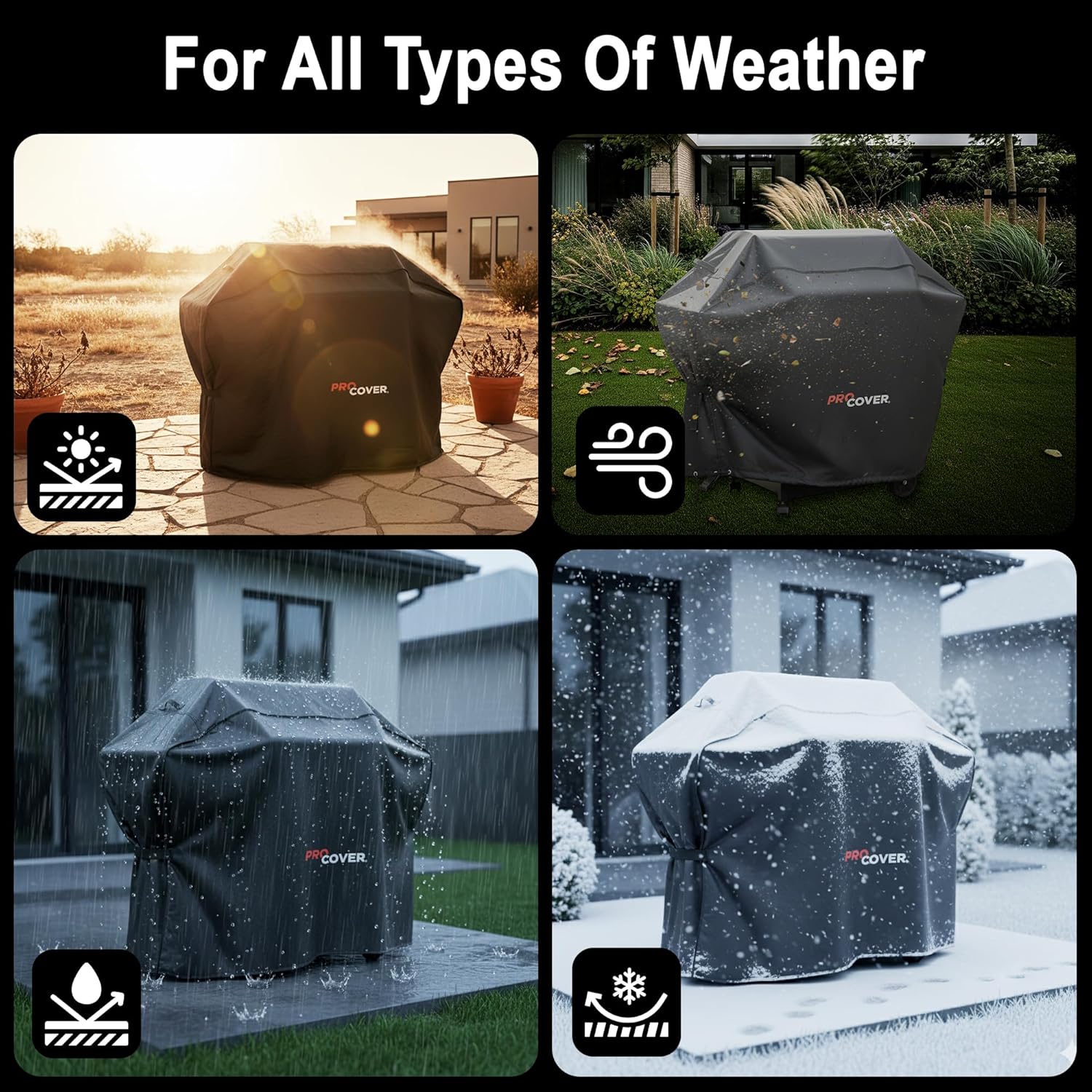 Premium Cover for Outdoor Barbecue and Grill – Waterproof & Durable | Oxford 600D Fabric | Windproof | Professional Quality, Fits All Brands ProCover (46''L x 26''W x 44''H)