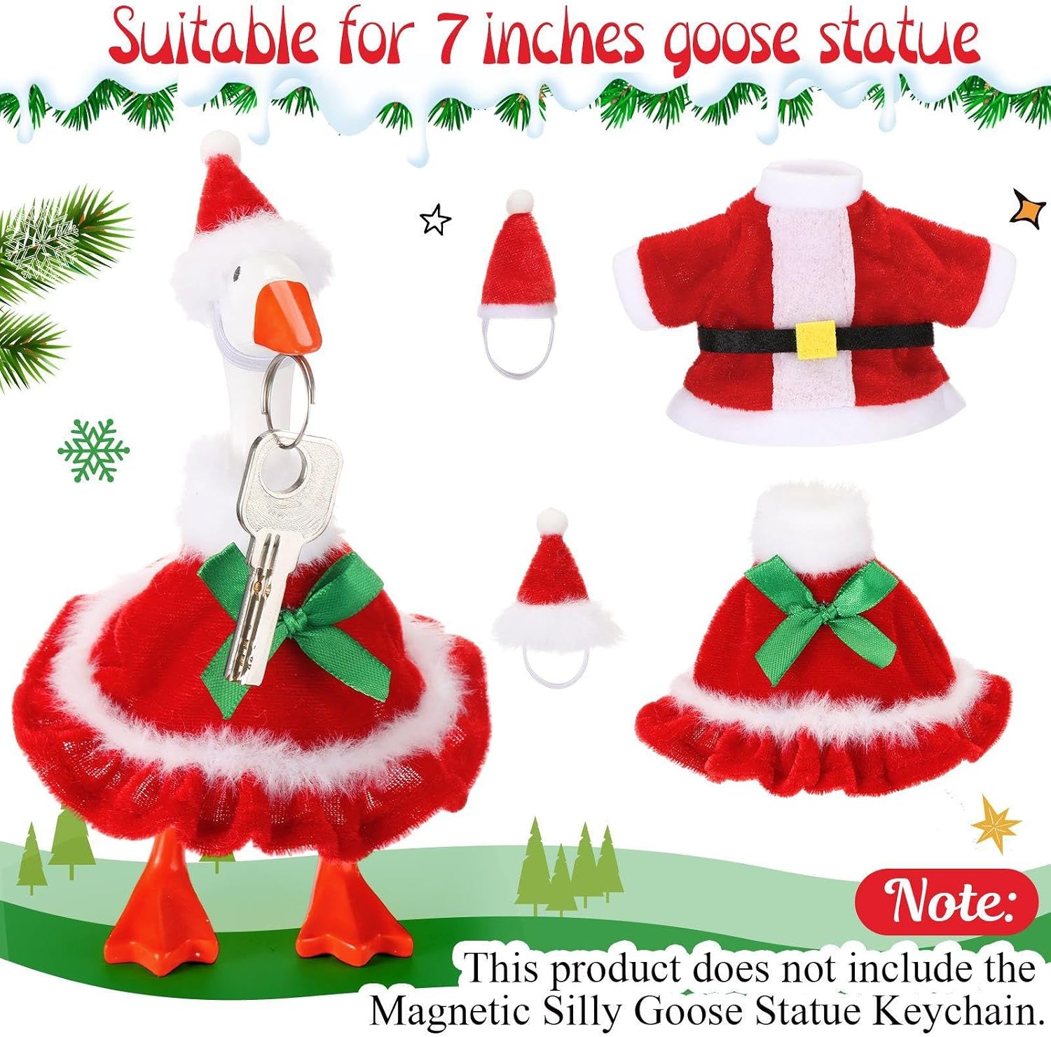 Abbylike 2 Sets 7 Inch Desk Goose Christmas Outfits, Mr. Mrs. Claus image 2