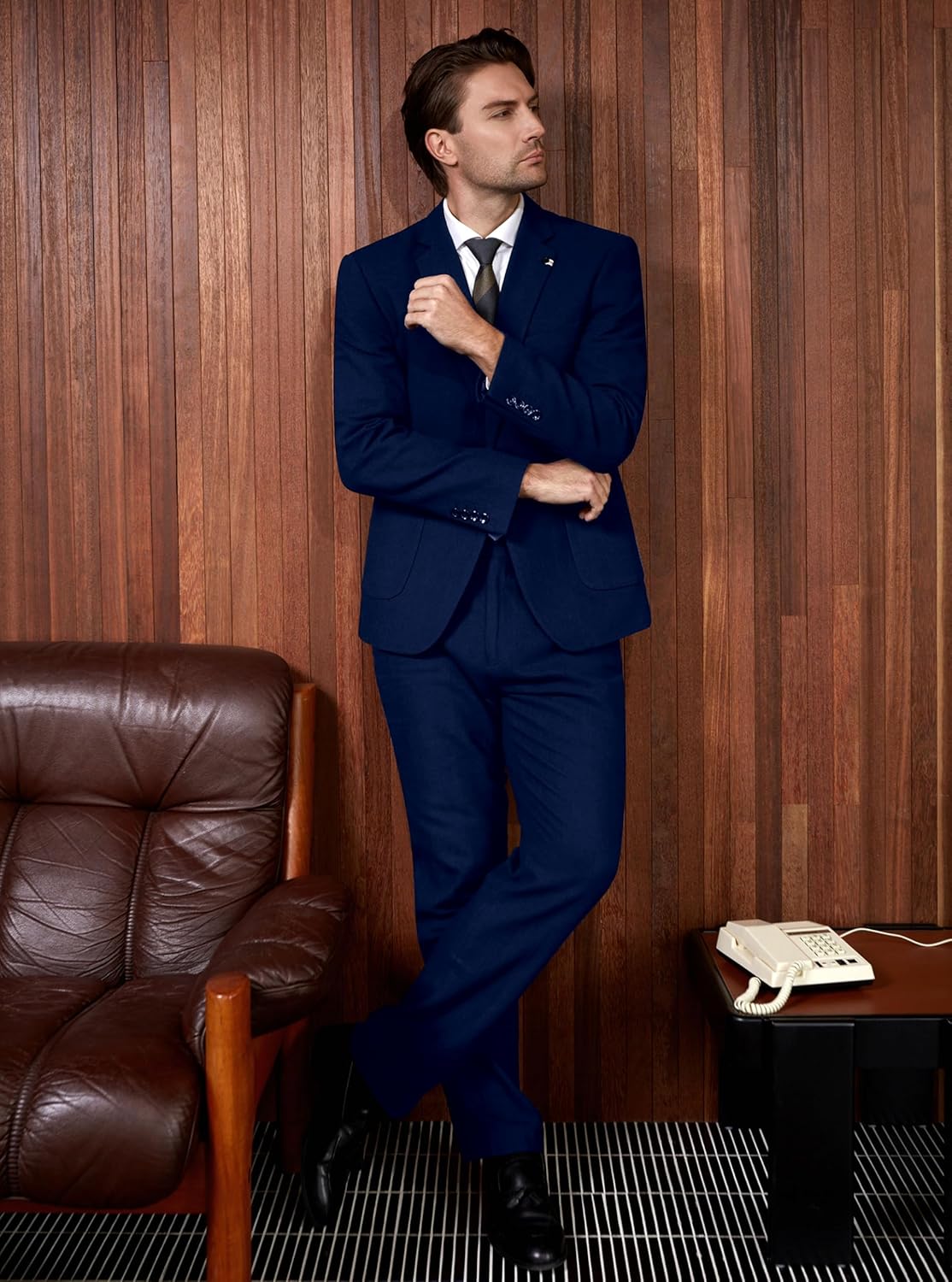 WULFUL Men’s Slim Fit Suit One Button 3-Piece Blazer Dress Business Wedding... - Picture 171 of 257