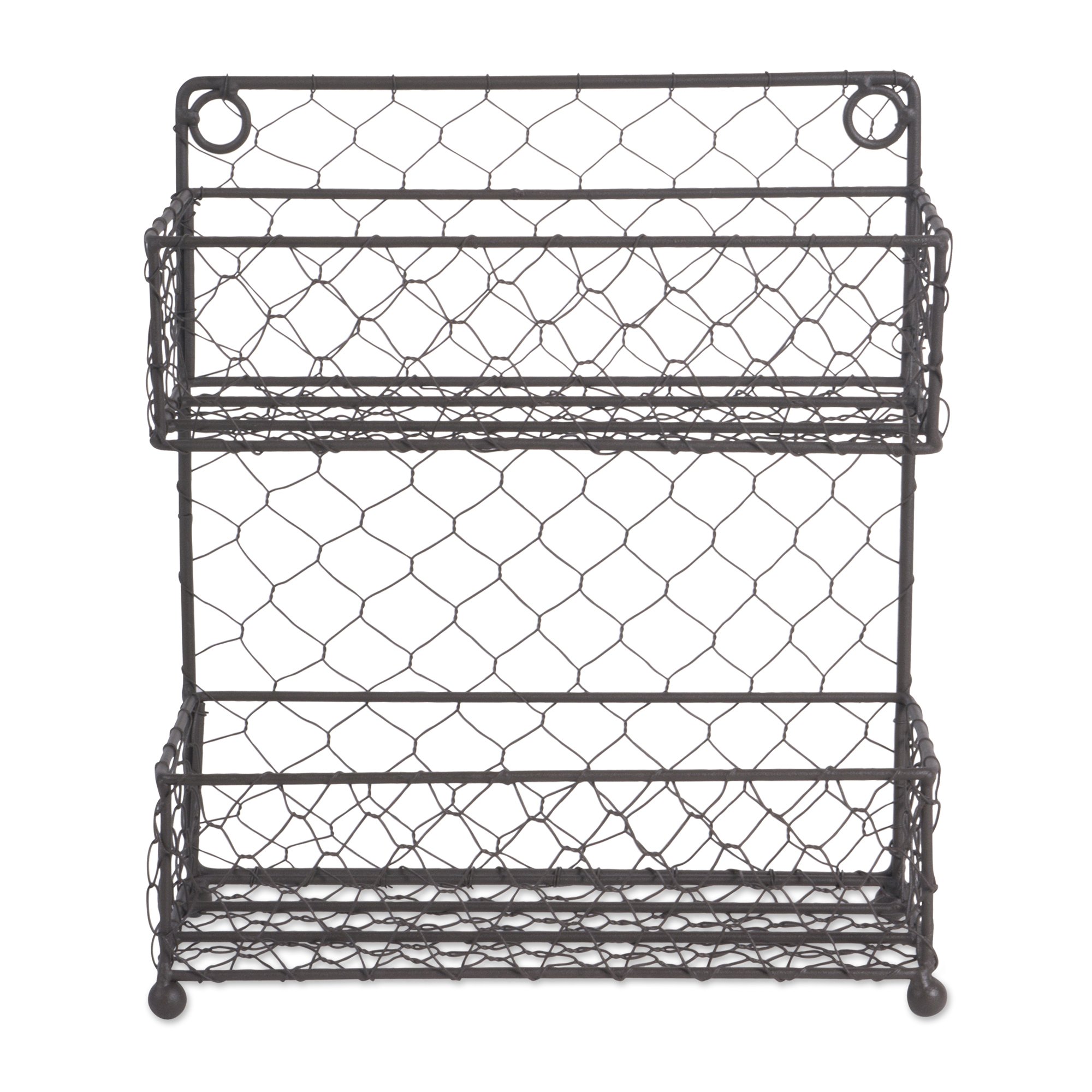 DII Farmhouse Vintage Decorative Metal Pantry Spice Rack Organizer, 9.45Lx4.75Wx10.6H", Rustic, 2 Tier - Rustic