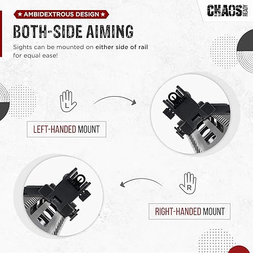 Miniatura 6 de Chaos Ready - Miras de hierro de 45 grados  Miras de hierro desplazadas abatibles para rifle  Mira de hierro cantado frontal y trasera en ángulo