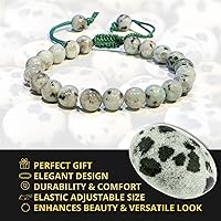 Vista 185 de Adjustable Crystal Bracelet – Gemstone Bead Bracelet with Adjustable Macrame String – Chic Gemstone Bracelet for Men and Women – 8mm Round Healing