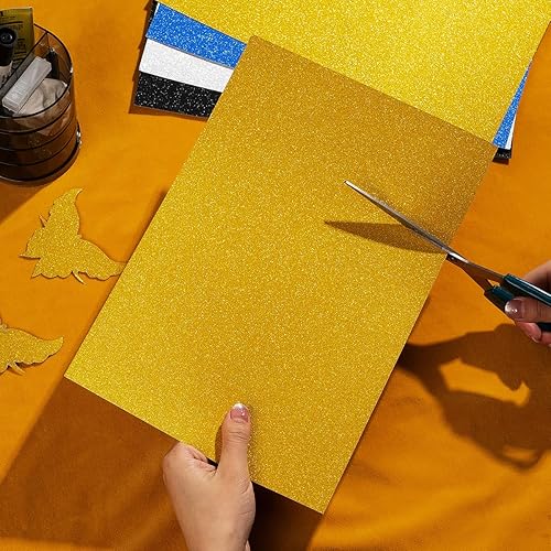 Miniatura 4 de 50 hojas de cartulina con purpurina gruesa para fiestas de cumpleaños, manualidades e invitaciones (dorado, 8 12 x 11 pulgadas)