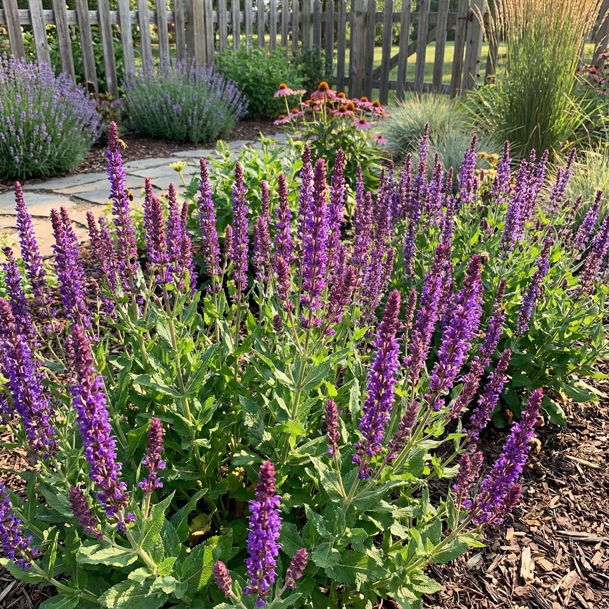 Bloomique - Juego de 6 - Salvia Ostfriesland - Salvia - Resistente al invierno - Perenne - Apta para abejas - 10-20 cm de altura - Maceta de 9 cm