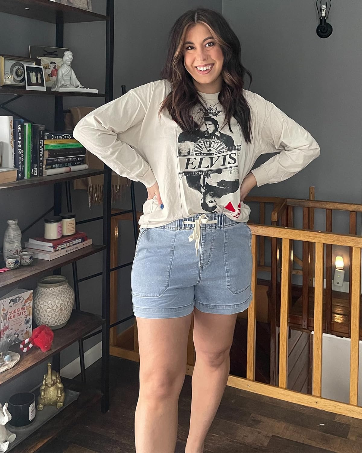 luvamia Jean Shorts for Women High Waisted Pull On Drawstring Elastic Waist Trendy Stretchy Denim Jorts Summer Shorts - Image 6