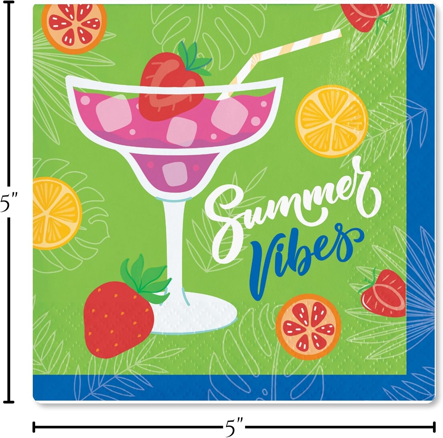 Summer Cocktail Paper Napkins (64 Count) – 4 Fun Designs: Flamingo, Summer Vibes, Beach Drinks & Fruit – Pool Party, Beach Bachelorette, Luau Beverage Napkins image 3