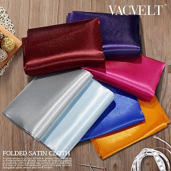 VACVELT Aqua Satin Fabric by The Yard 60 Inch Wide (1 Yard)