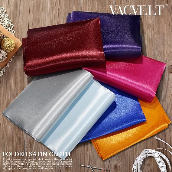 VACVELT Aqua Satin Fabric by The Yard 60 Inch Wide (1 Yard)