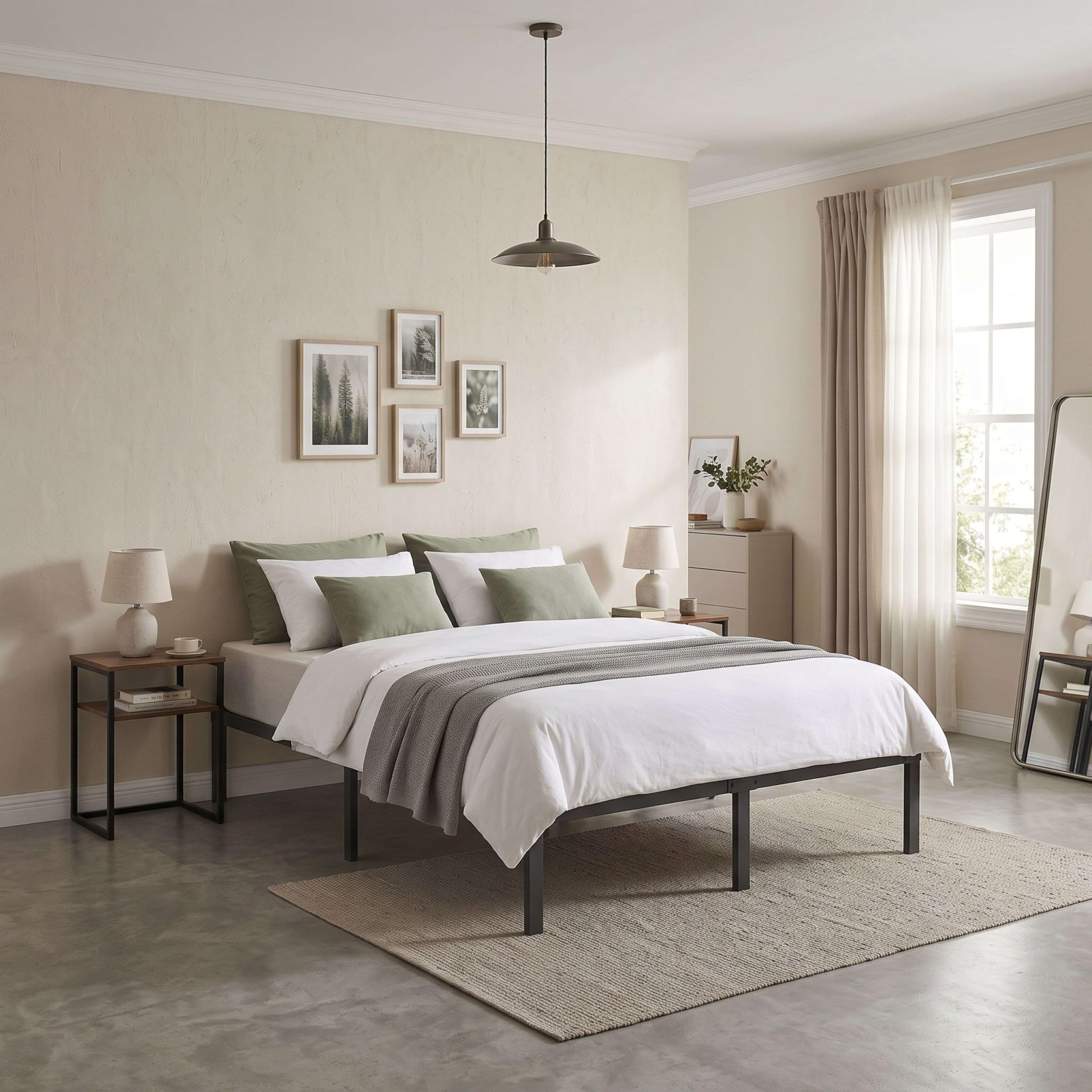 Miroytengo Somier 150x190 cm Desmontable, Altura 36 cm, Cama Matrimonio Lary, Base Cama Metal Negro