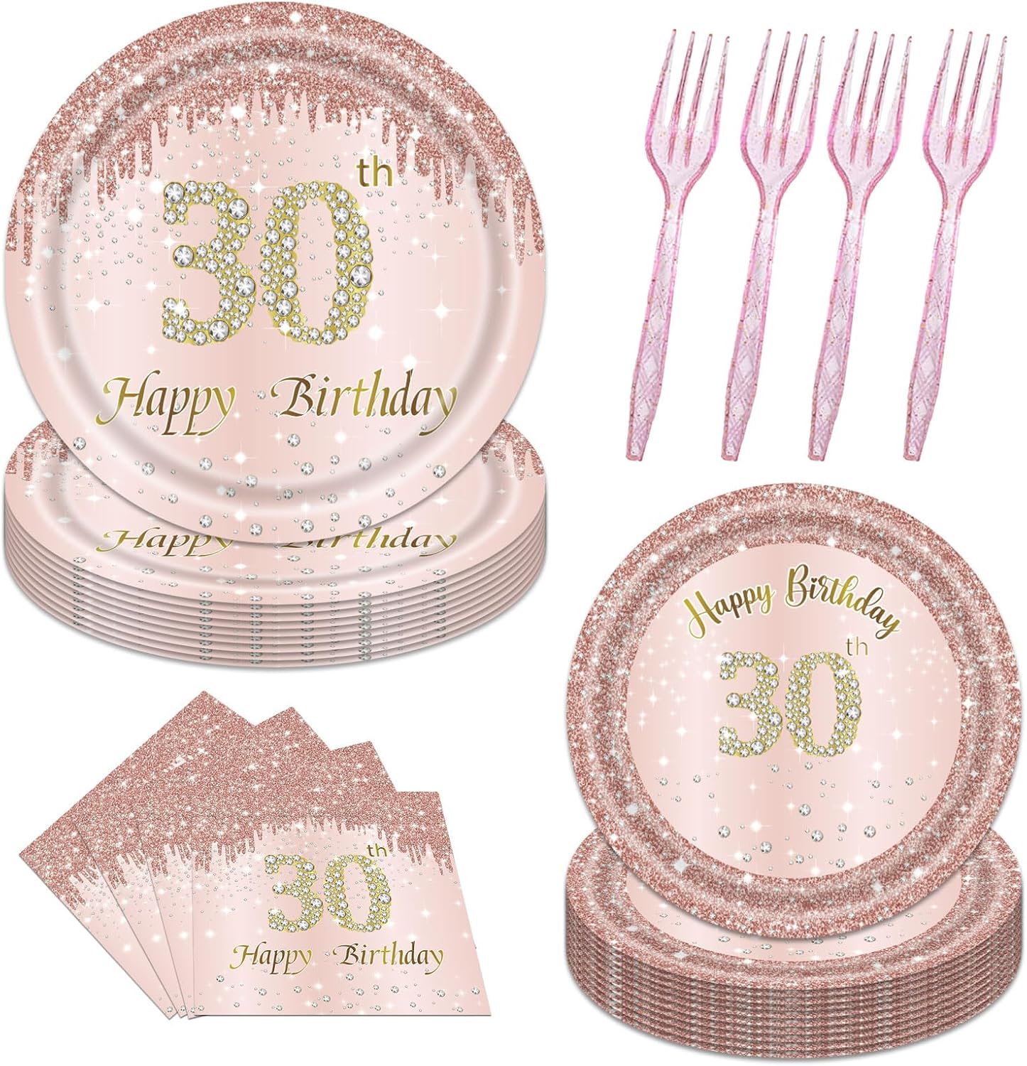 96PCS 30th Birthday Party Tableware Set 30th Birthday Party