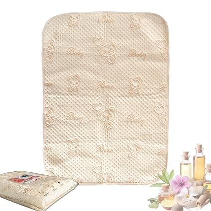 Plumbunny Baby Massage Mat Four Layer Water Resistant & Reusable Multi Function Diaper Change Pad for Newborn Baby Surface Material 100% Cotton Natural Colour 50cm * 70cm