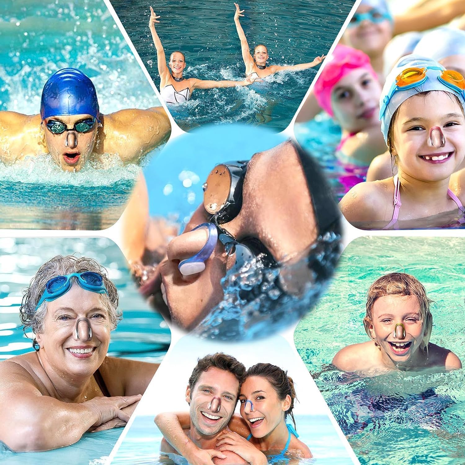 Pinzas para la nariz para natación, 6 unidades, antideslizantes, para natación infantil, para adultos y niños, buceadores y principiantes