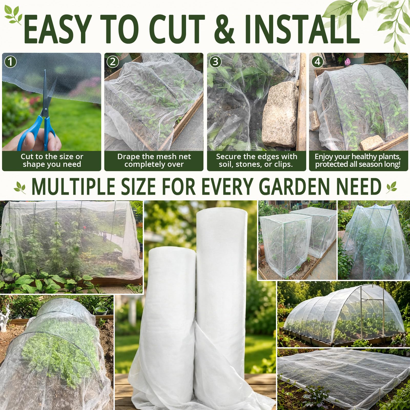 6 m x 7,6 m zanzariera insetti uccelli maglia fine barriera caccia tenda giardino schermo rete per proteggere le vostre piante frutta fiori