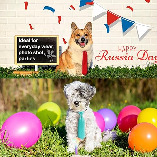 Miniatura 4 de Newcotte 110 corbatas grandes para perros, ajustables, a granel, para el cuello, corbatas de aseo para niñas, niños, mascotas, regalo (clásico)