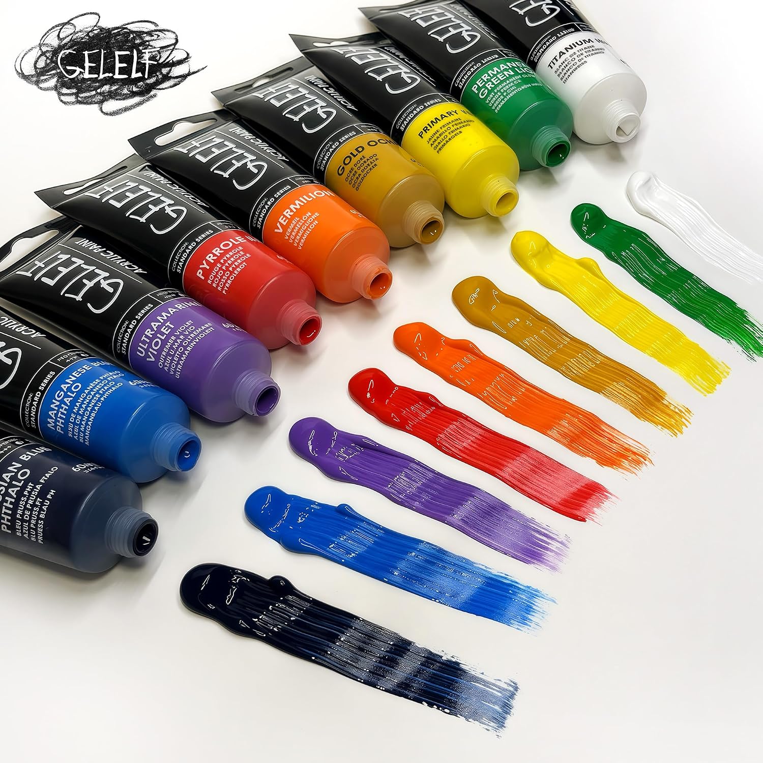 Acrylic Paint Special Acrylic Paint Sets for Gel Plate Printmaking Supplies 9-Colors,Total 540ml,18-oz (Black Color Set)