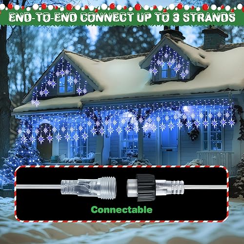 Miniatura 4 de Enhon Guirnalda de luces de Navidad con 14 gotas de luz de Belén para exteriores, 11.5 pies, 175 LED, luces colgantes grandes de estrella de Belén