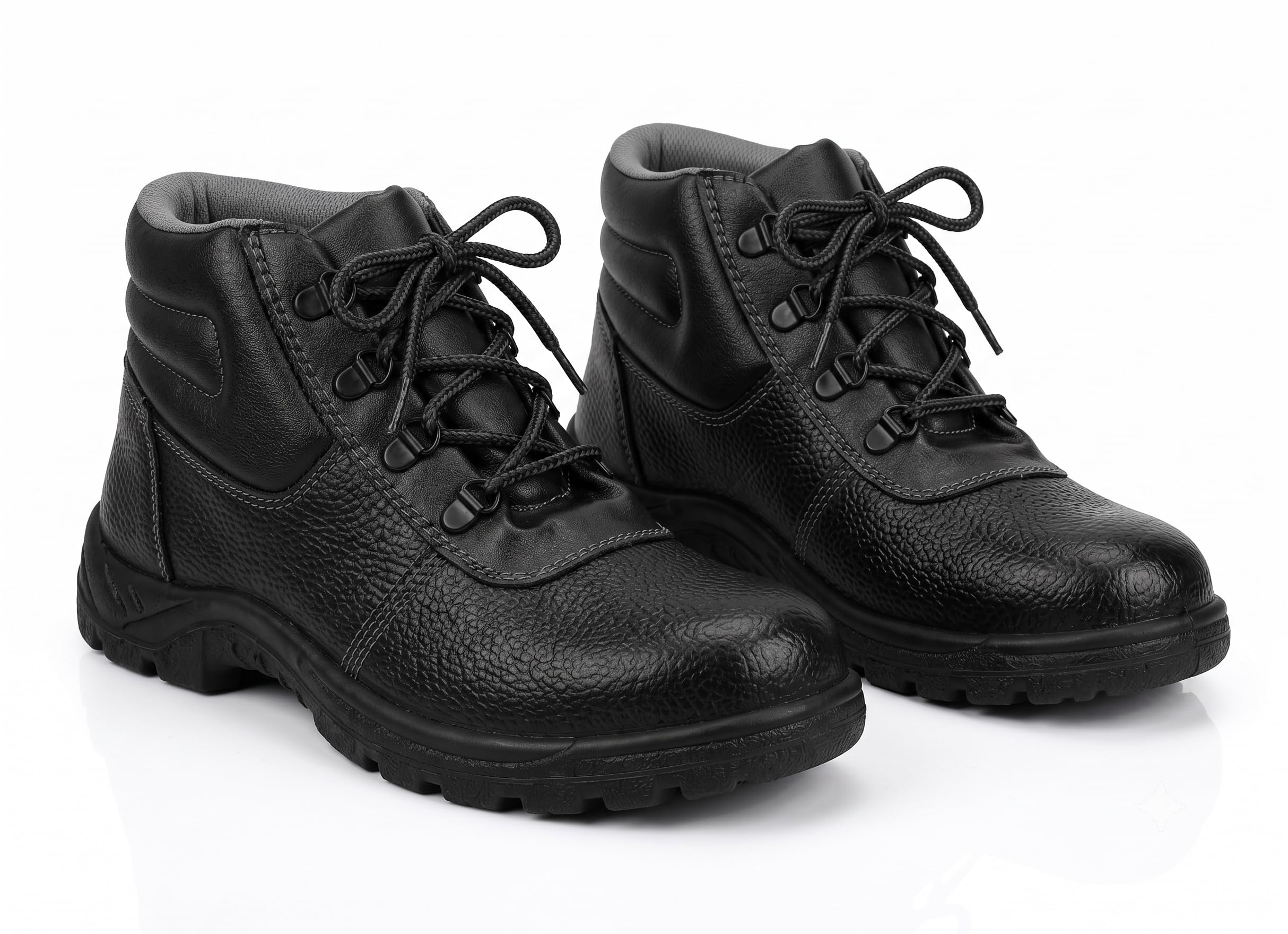 shyam steel high ankle safety shoes for men, steel toehigh ankle safety shoes for men – heavy duty steel/strong toe work boots, anti-skid, waterproof, oil & chemical resistant pvc sole protective footwear (black, uk sizes 5-11)