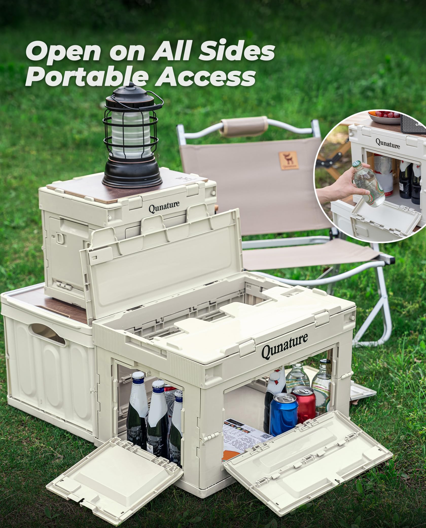 Caja de Almacenamiento Plegable con Tapa Cajas de Camping Almacenaje Organizadoras Accesorios de Camping al Aire Libre para Acampar, Jardín, Viajar, Familia 26L/30L/ 55L/ 60L