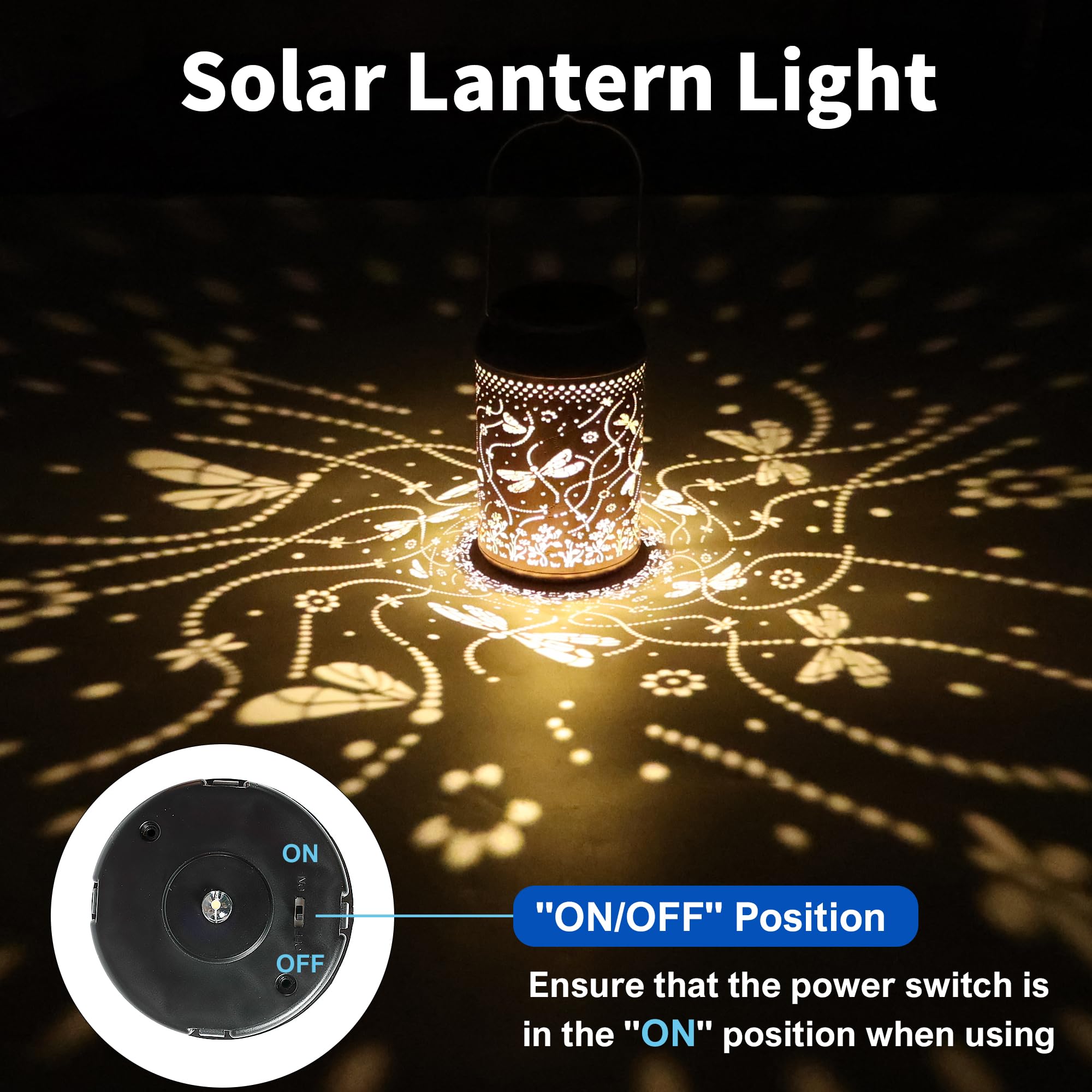 JEJOT Faroles solares impermeables para exteriores, libélula solar, regalo para mujeres, niñas, mamá, abuela, linterna solar colgante de metal de alta resistencia para patio, jardín, porche, paisaje