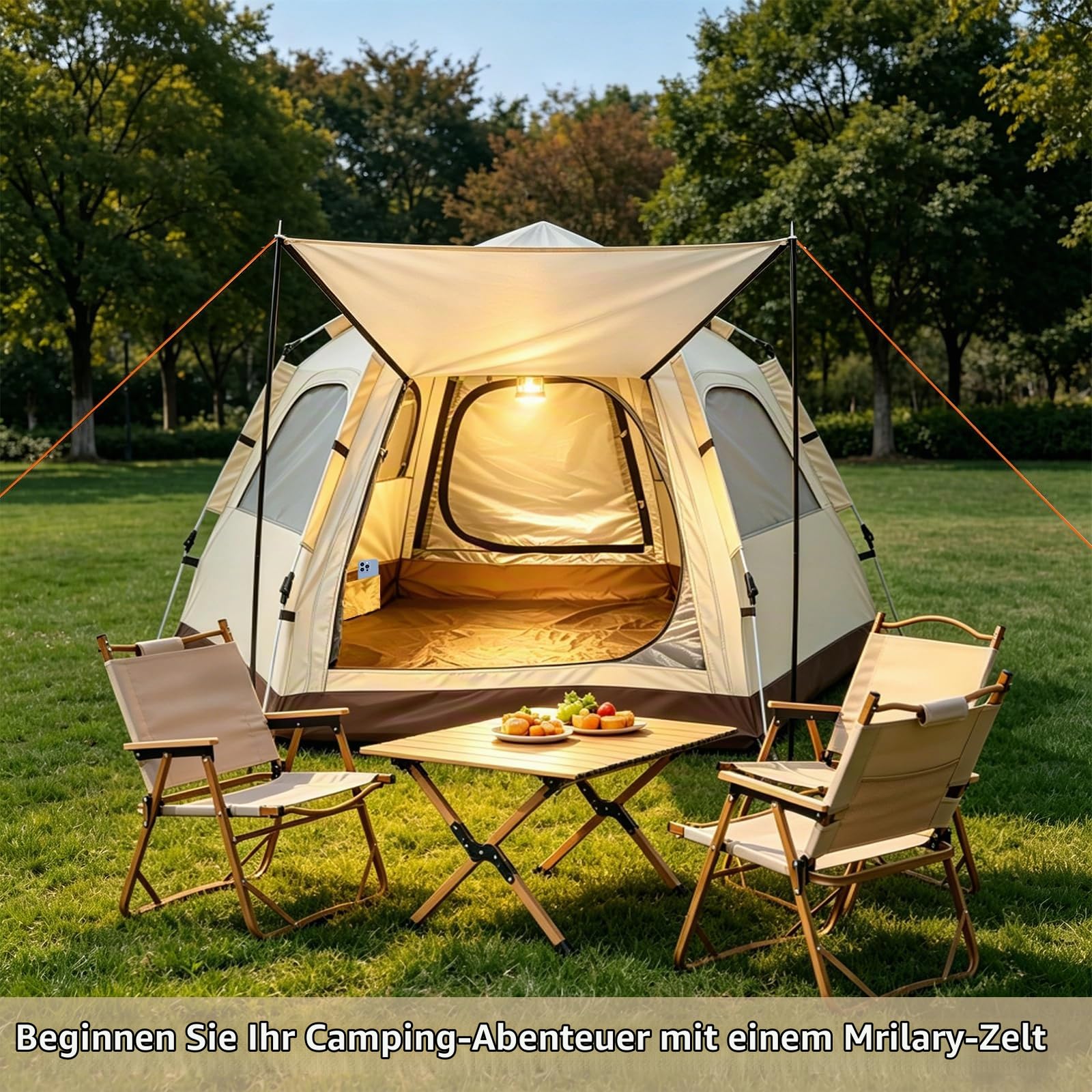 Zelt für 2-3 Personen, Pop Up Campingzelt mit Vorzelt | Automatisches Sekundenzelt mit Sonnenschutz & wasserdicht, Familienzelt für Camping Wandern & Trekking