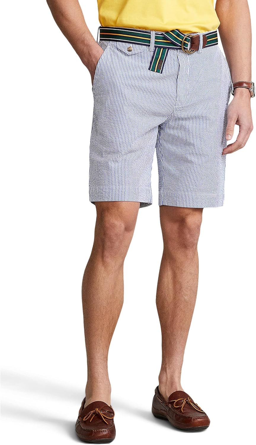 POLO RALPH LAUREN 9.25-Inch Stretch Classic Fit Seersucker Shorts Blue 40