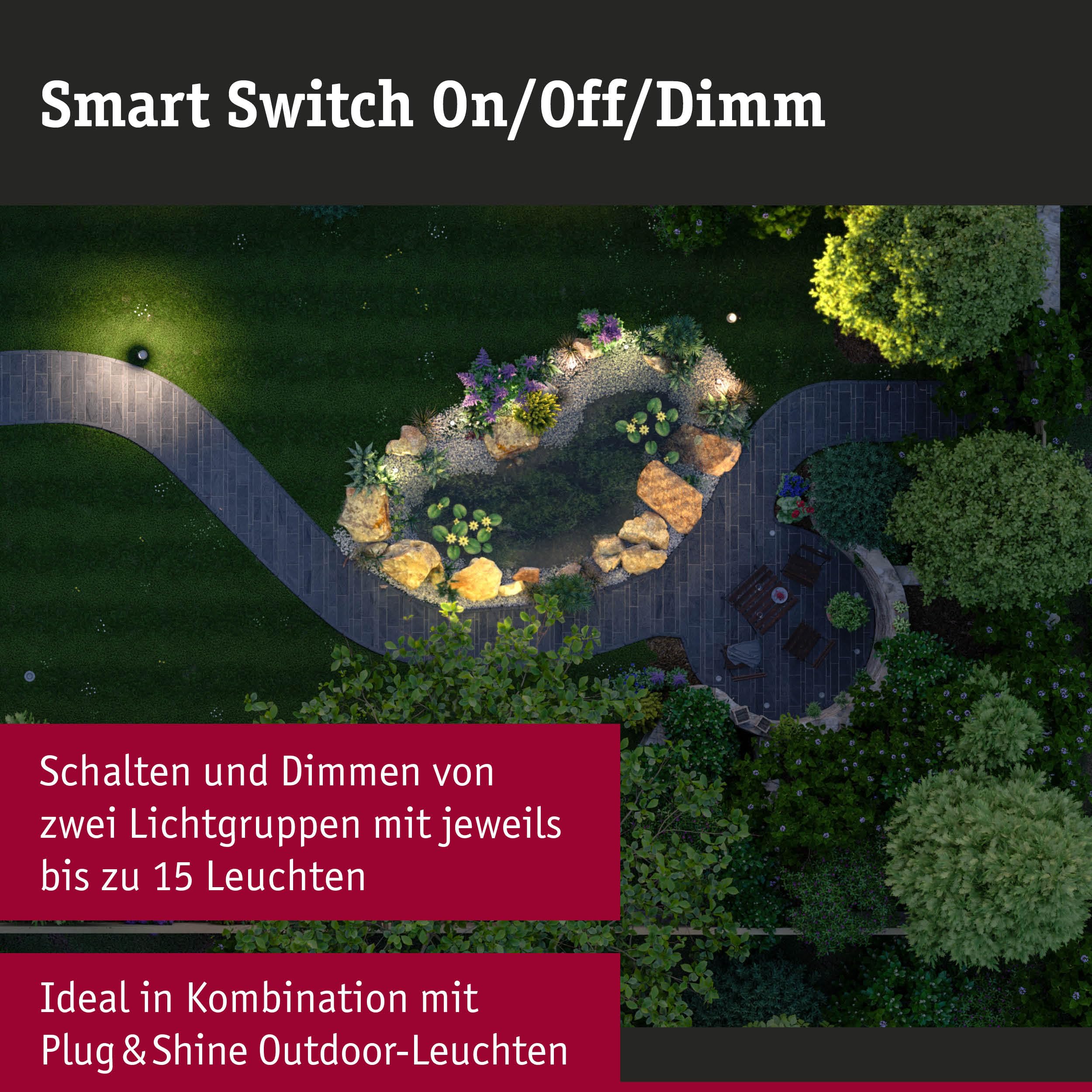 Paulmann 50137 Smart Home Zigbee wyłącznik ścienny Outdoor IP44 on/off/ściem biały sterowanie tworzywo sztuczne