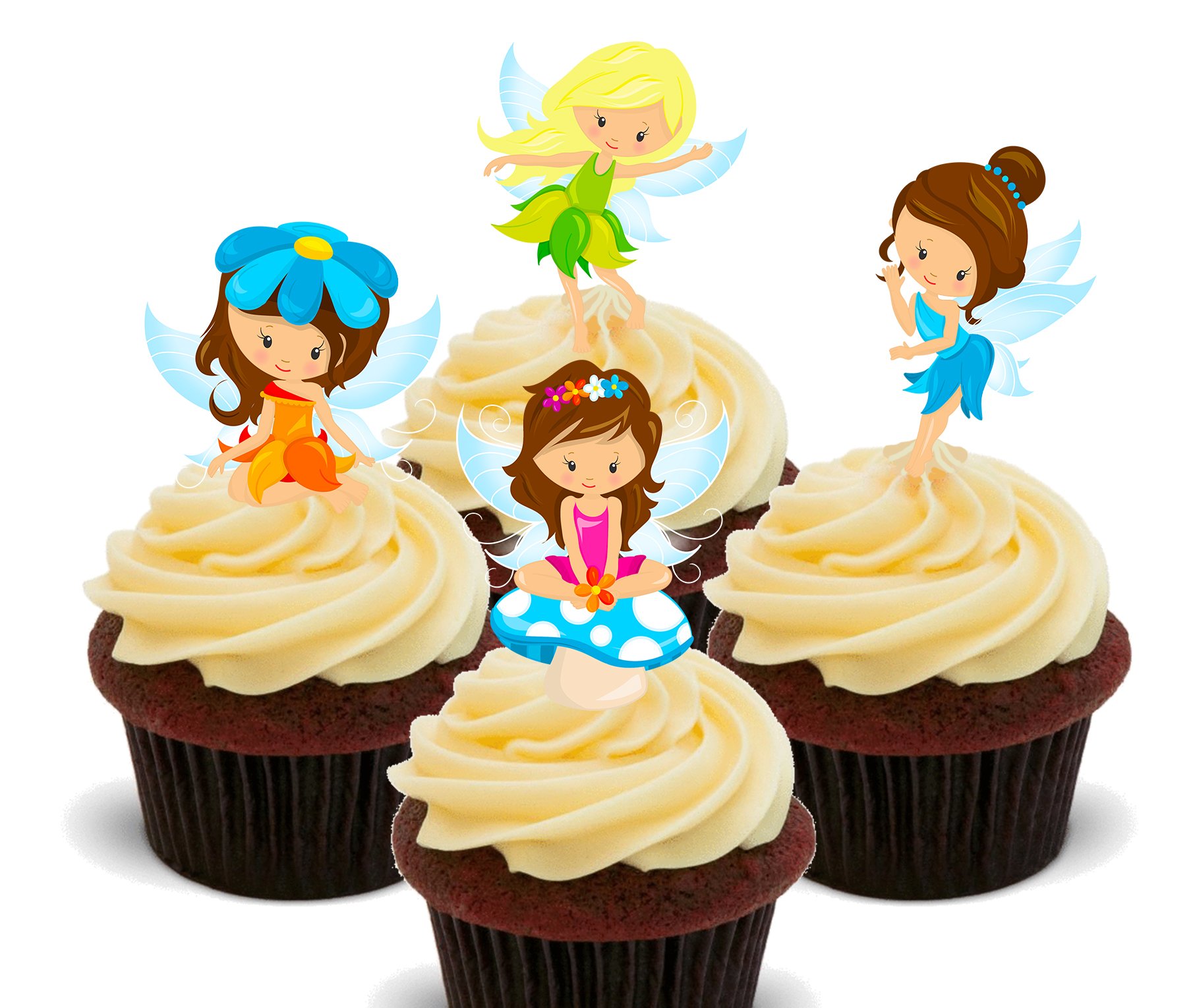 Made4You Magical Fairies Edible Cupcake Toppers - Stand-up Wafer Cake Decorations (Pack of 12)