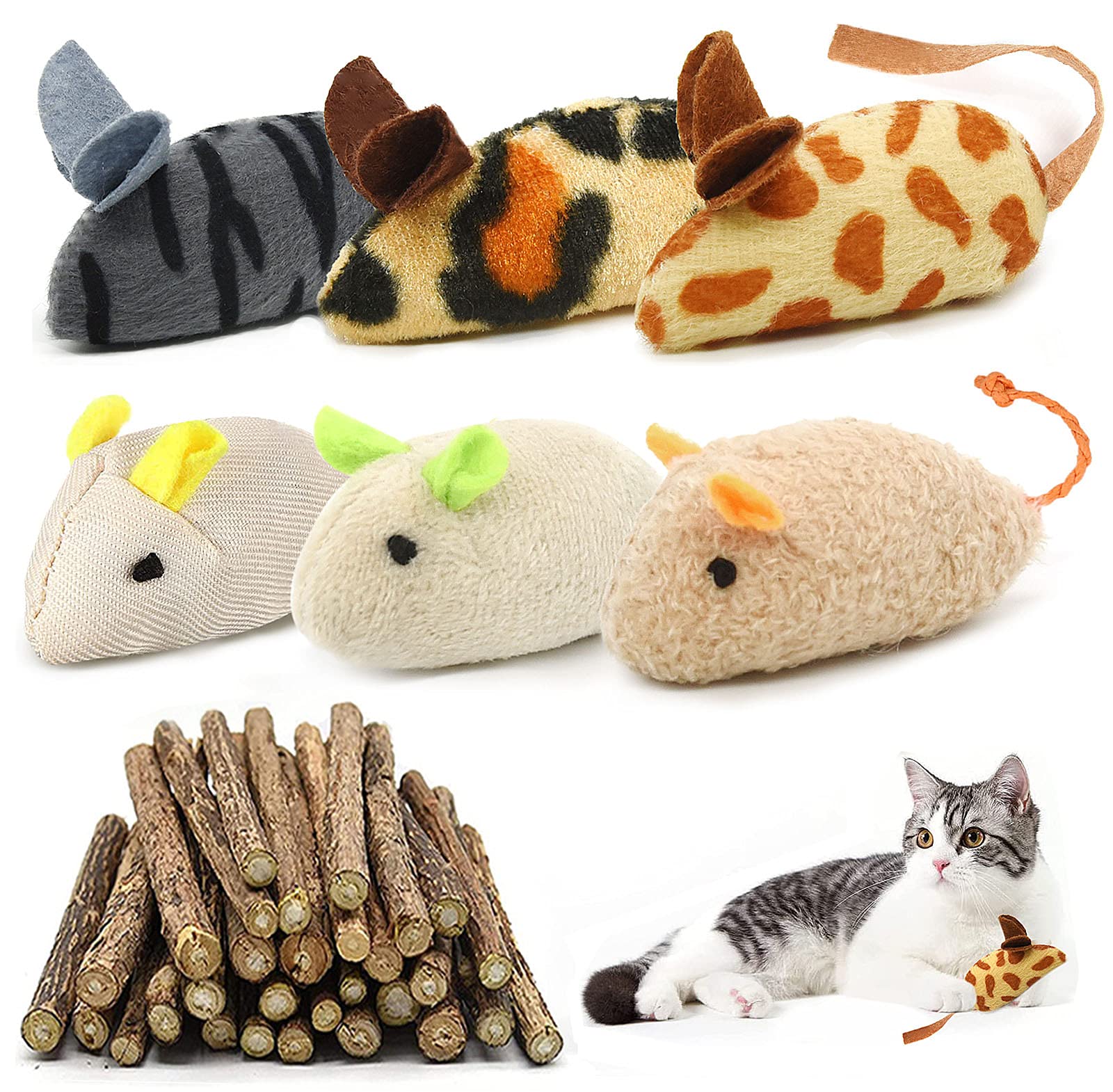 BOW CALICO 30 Palitos de Catnip para Gatos,6Pcs Hierba Gatera Juguete, Juguete para morder para Gatos Natural Matatabi Dental,Adecuado Juguete para Gatos de Interior