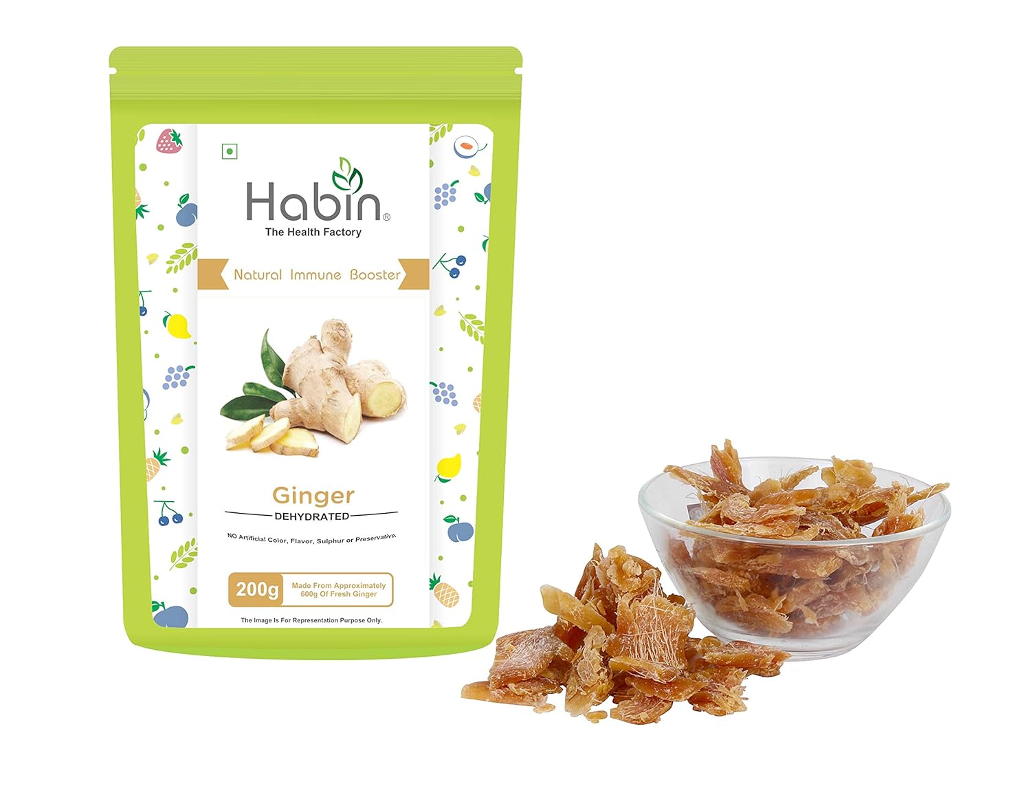 Habin Dehydrated Ginger Candy No Sulphur No Preservatives Pouch, 200 g