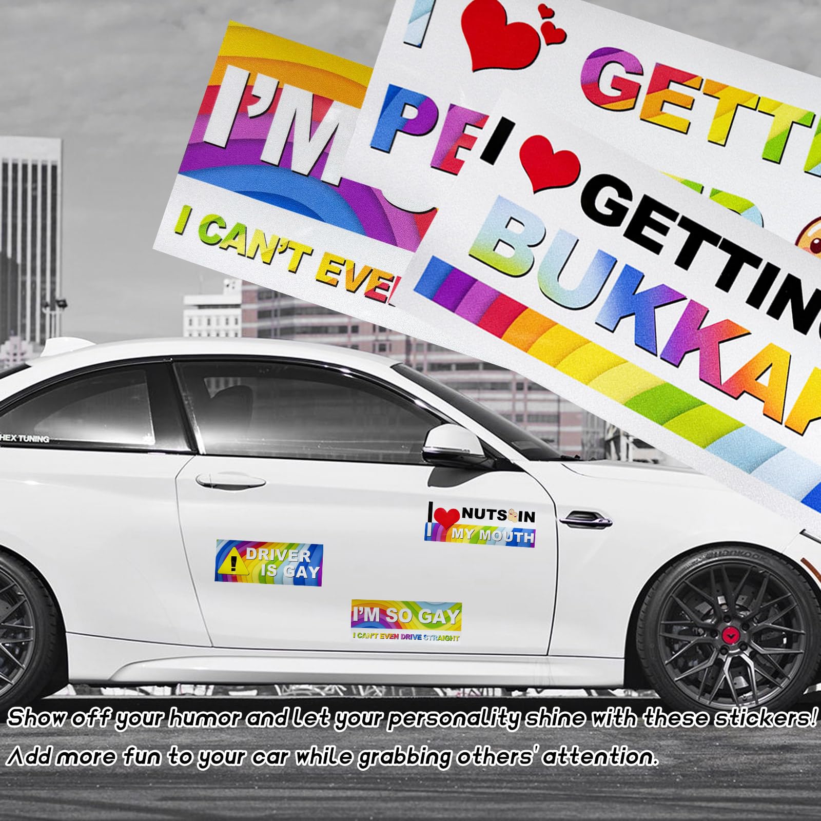 DXNQ 10 PCS Car Funny LGBT Stickers, Waterproof Prank - View #12