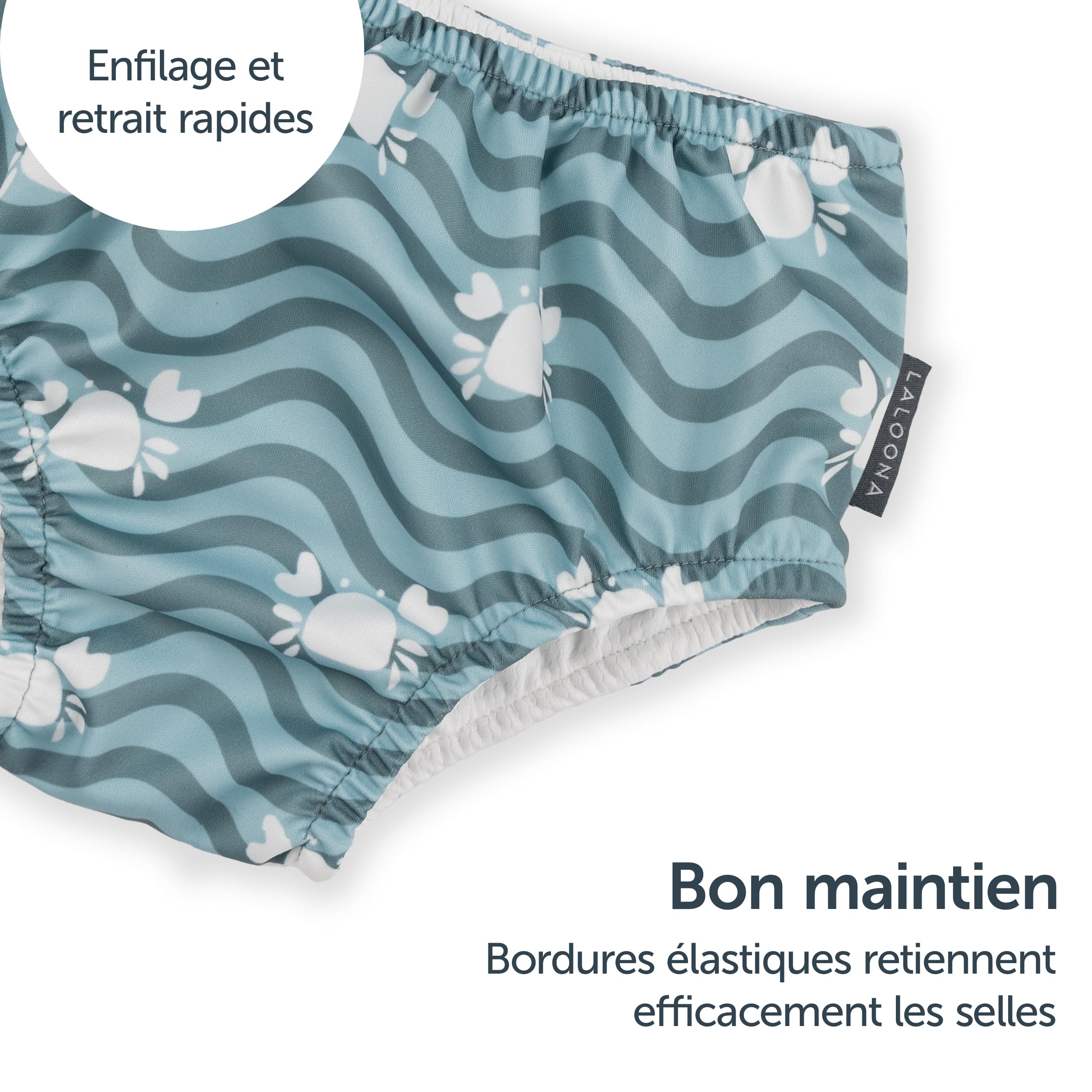 LaLoona Baby Schwimmwindel | Wiederverwendbare Badewindel mit OEKOTEX Standard 100 | schnelltrocknend & bequem für Pool und Strand – Krabbe Grün - 62-68 - 4