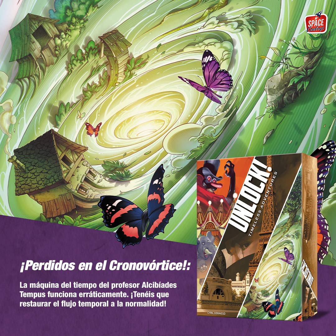 Asmodee | Unlock! Timeless Adventures | Juego de Mesa de Escape Room para Adultos y Familias | A Partir de 10 Años | De 1 a 6 Jugadores | 180 Minutos por Partida | Español