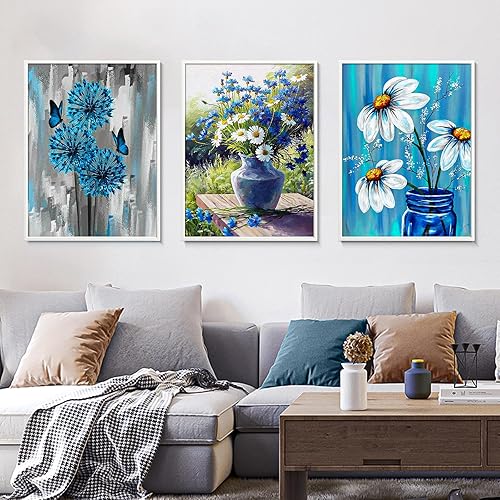 Miniatura 4 de Binyuellr Paquete de 6 kits de pintura de diamantes 5D para adultos, patrones de mariposas y flores, kits de arte de diamantes para pintura de gemas